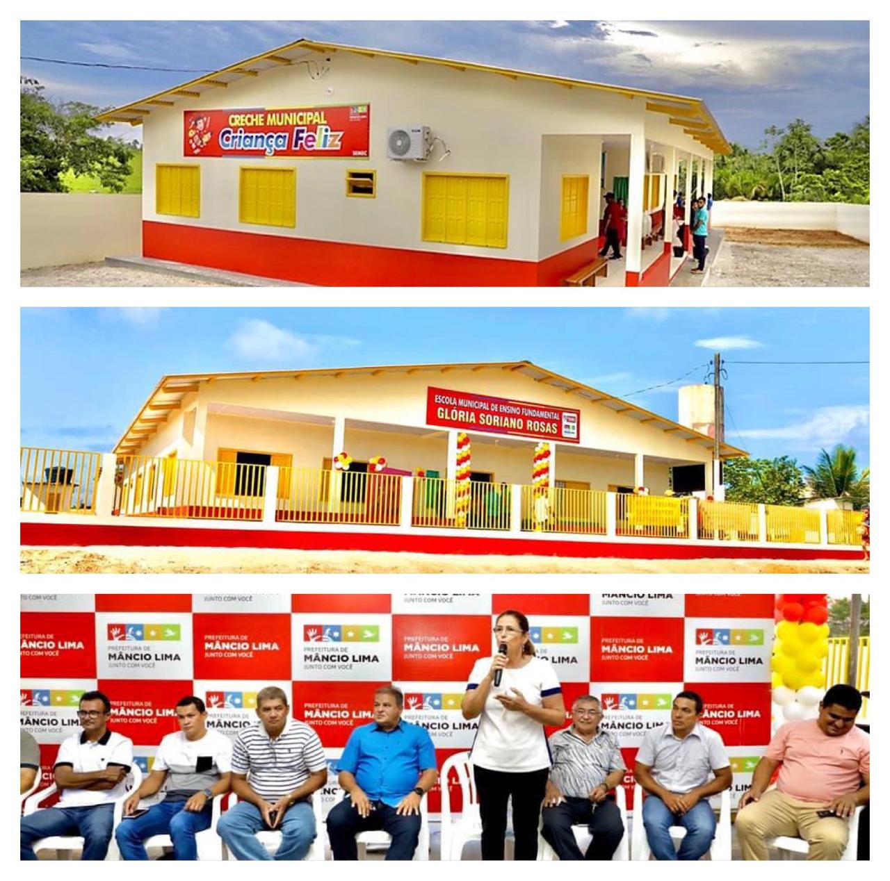 VEREADORES PARTICIPAM DE INAUGURAÇÃO DE ESCOLA E CRECHE.